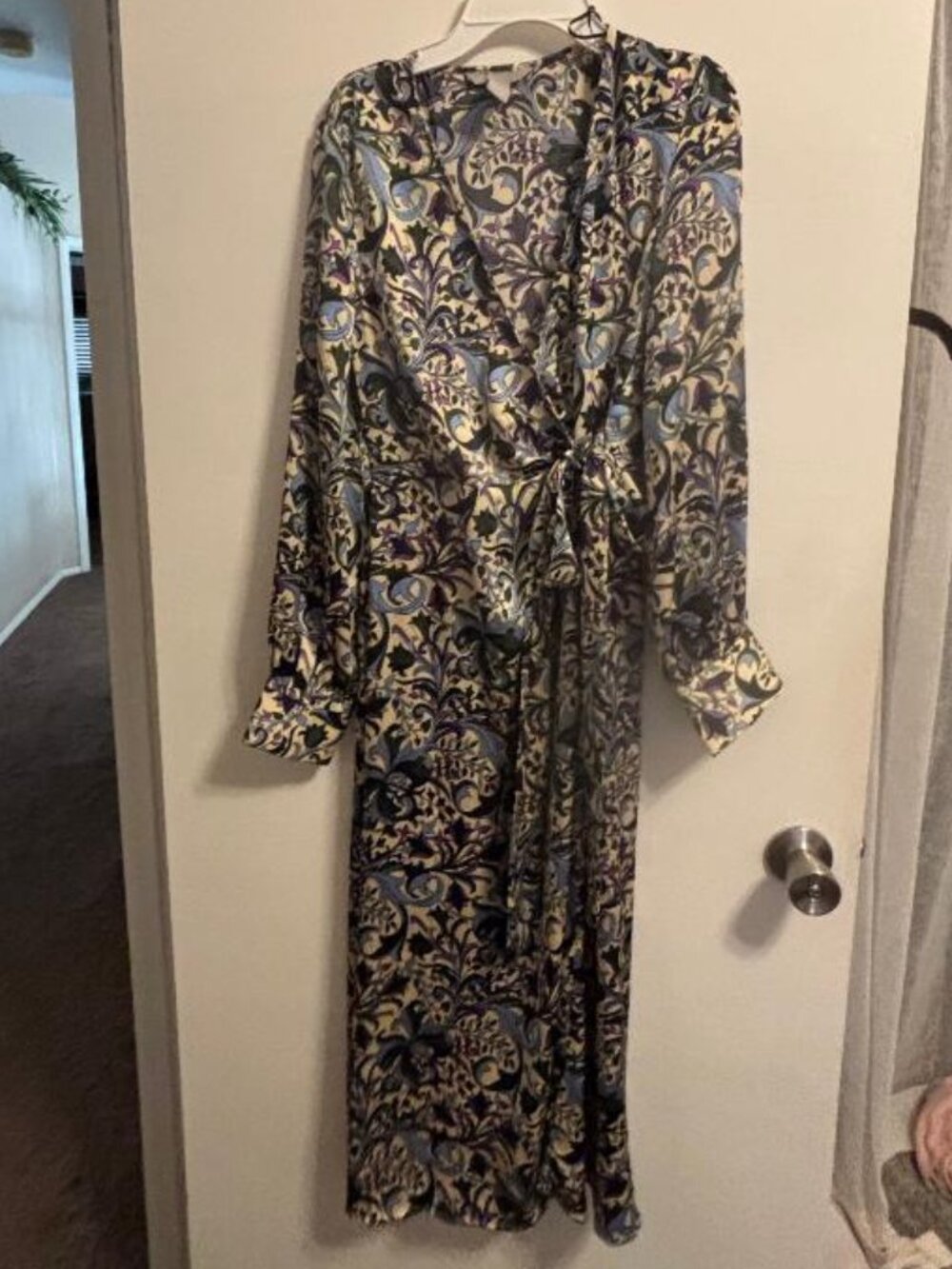 H&M Multicolor WRAP LONG SLEEVE MIDI MAXI DRESS WOMEN'S Size XS